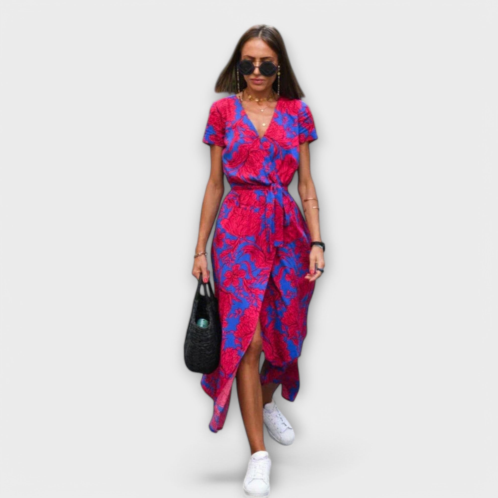 Mariz | Women’s Short Sleeve Pleated Midi Dress