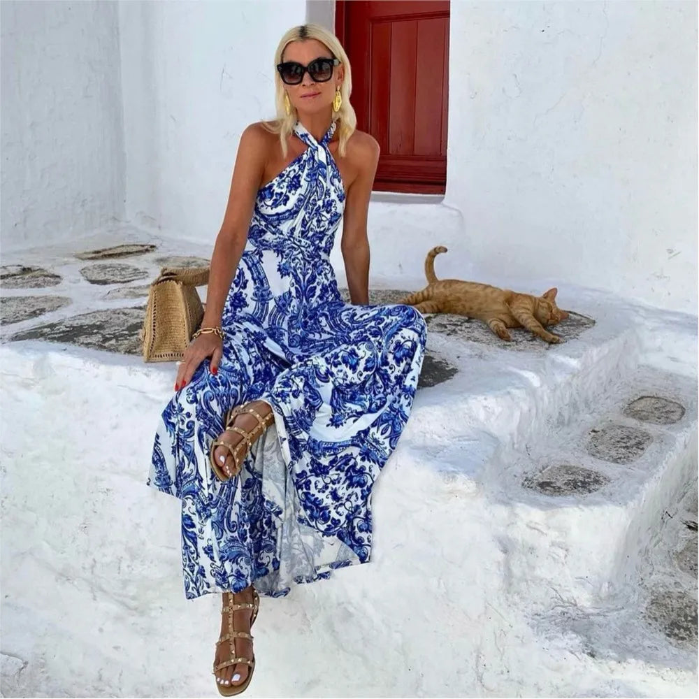 Belle | Womenâs Halter Neck Maxi Dress