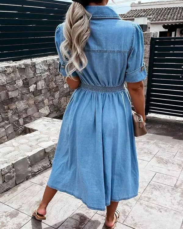 Merle | Womenâs Short Sleeve Midi Shirt Dress