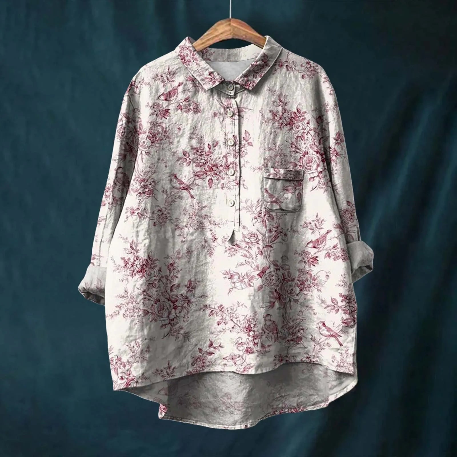 Amalina | Womenâs Long Sleeve Floral Print Button Down Blouse