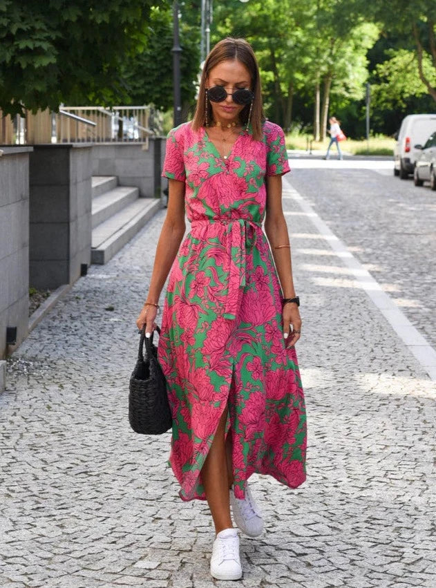 Perla | Womenâs Floral Maxi Wrap Dress