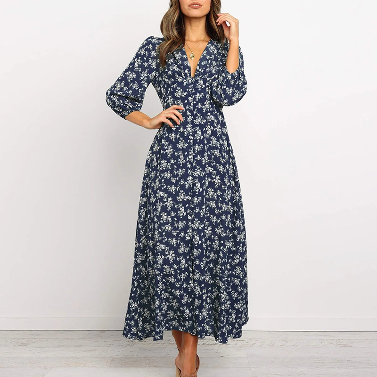 Mayra | Womenâs Floral Maxi Long Sleeve Dress