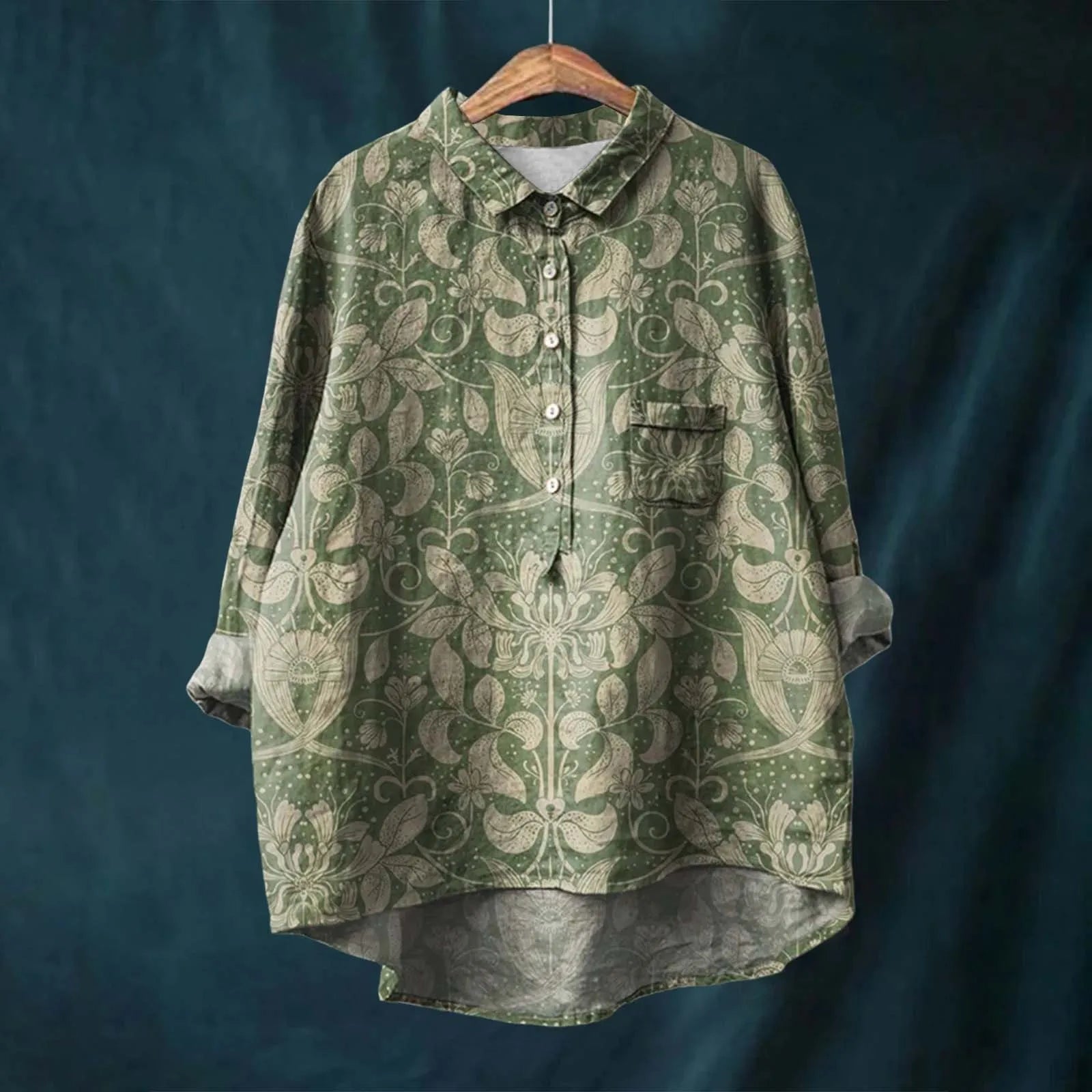 Amalina | Womenâs Long Sleeve Floral Print Button Down Blouse