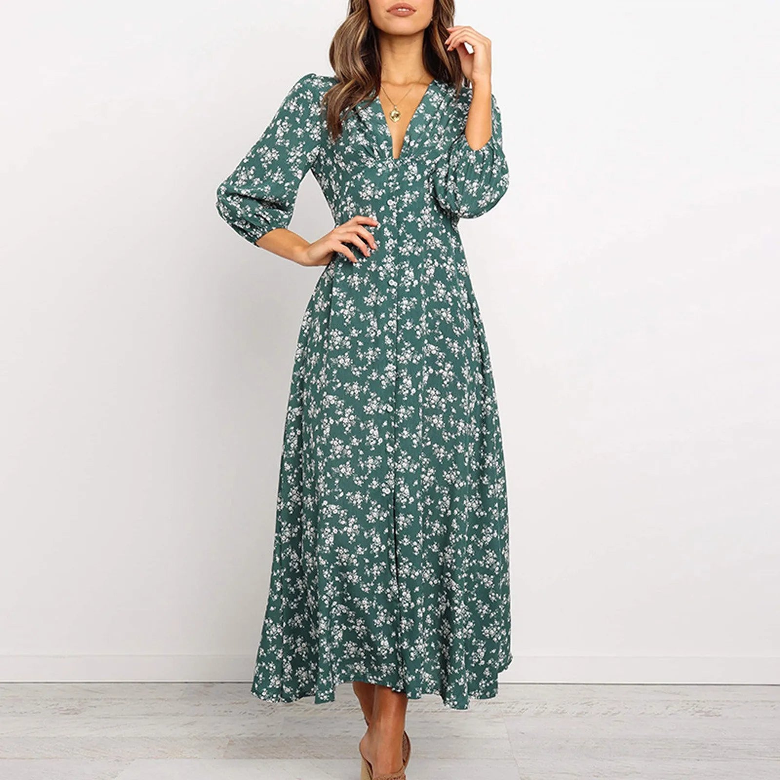 Mayra | Womenâs Floral Maxi Long Sleeve Dress