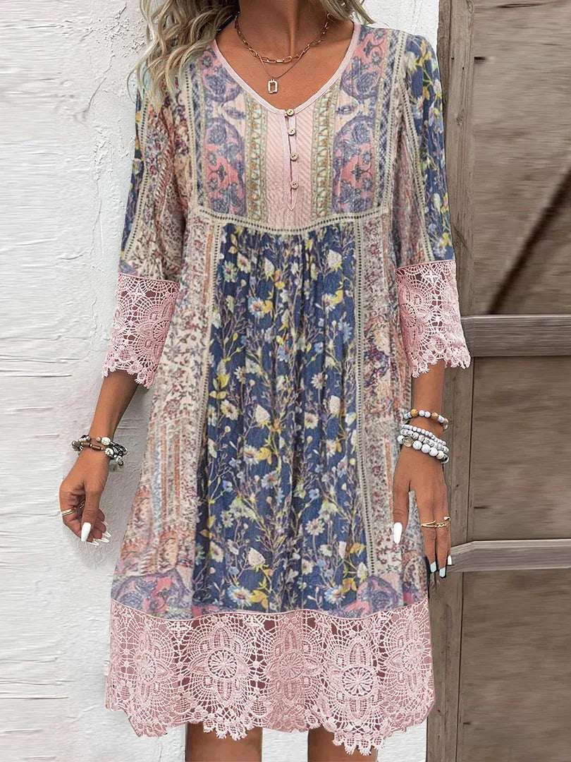 Fabienne | Womenâs Lace Trim Midi Dress