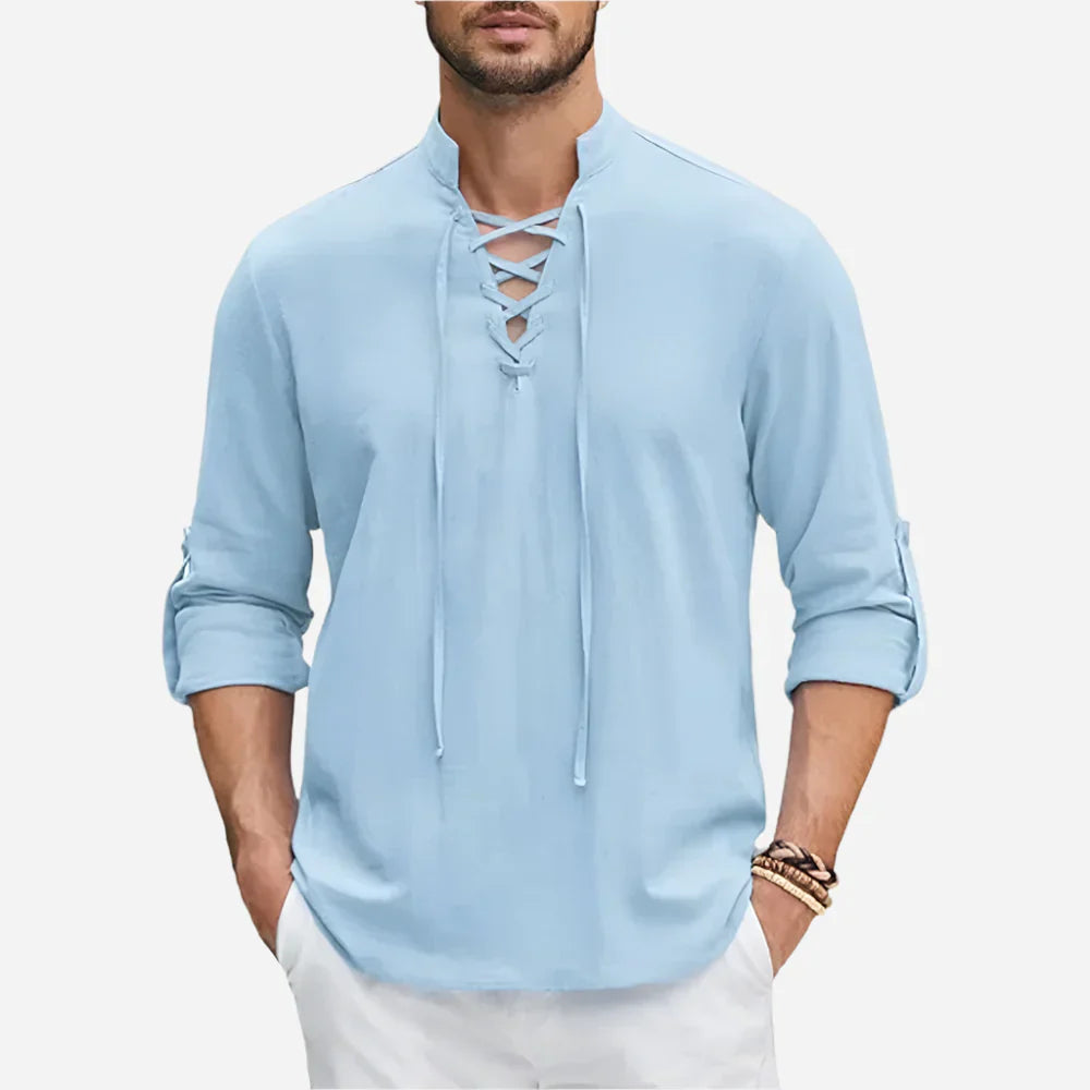 Matyas | Men’s Lace-Up Long Sleeve Shirt