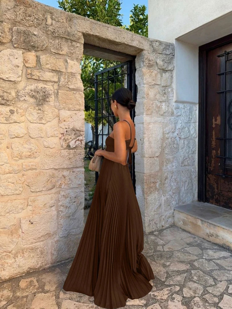 Bea | Women’s Sleeveless Pleated Maxi Dress