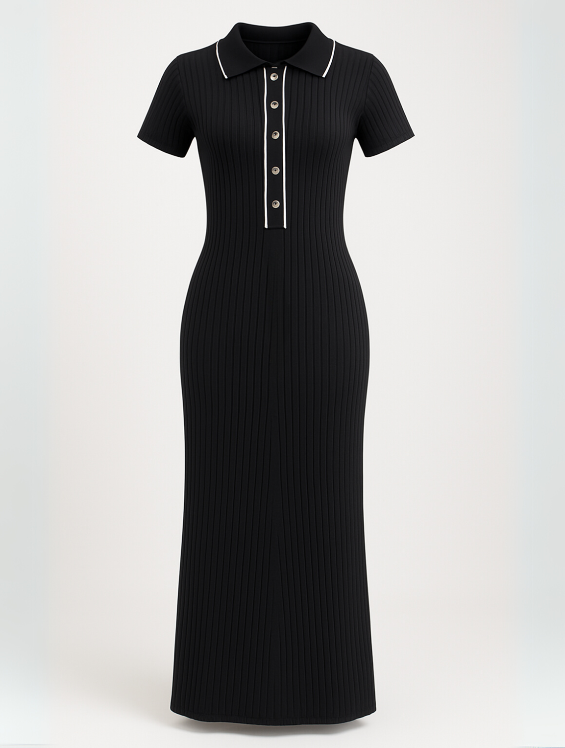 Melisande | Women’s Collared Ribbed Maxi Dress