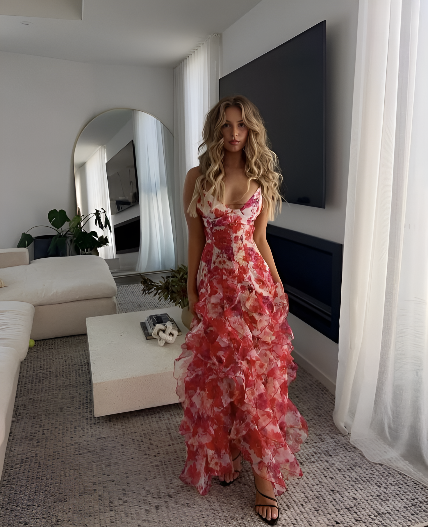 Quinta | Womenâs Ruffle Floral Maxi Dress