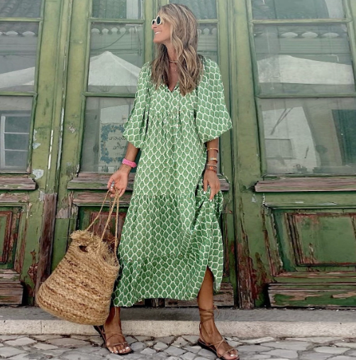 Annegret | Womenâs Printed Caftan Maxi Dress