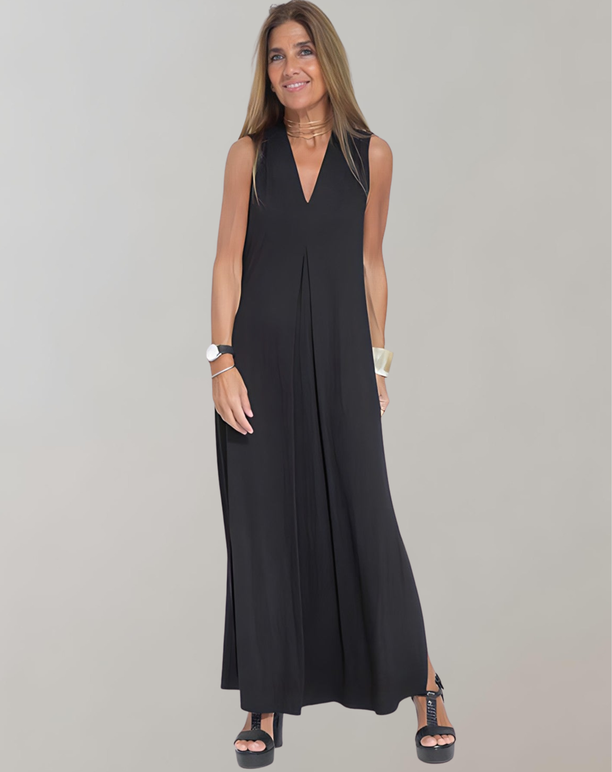 Jytte | Womenâs Sleeveless V-Neck Maxi Dress