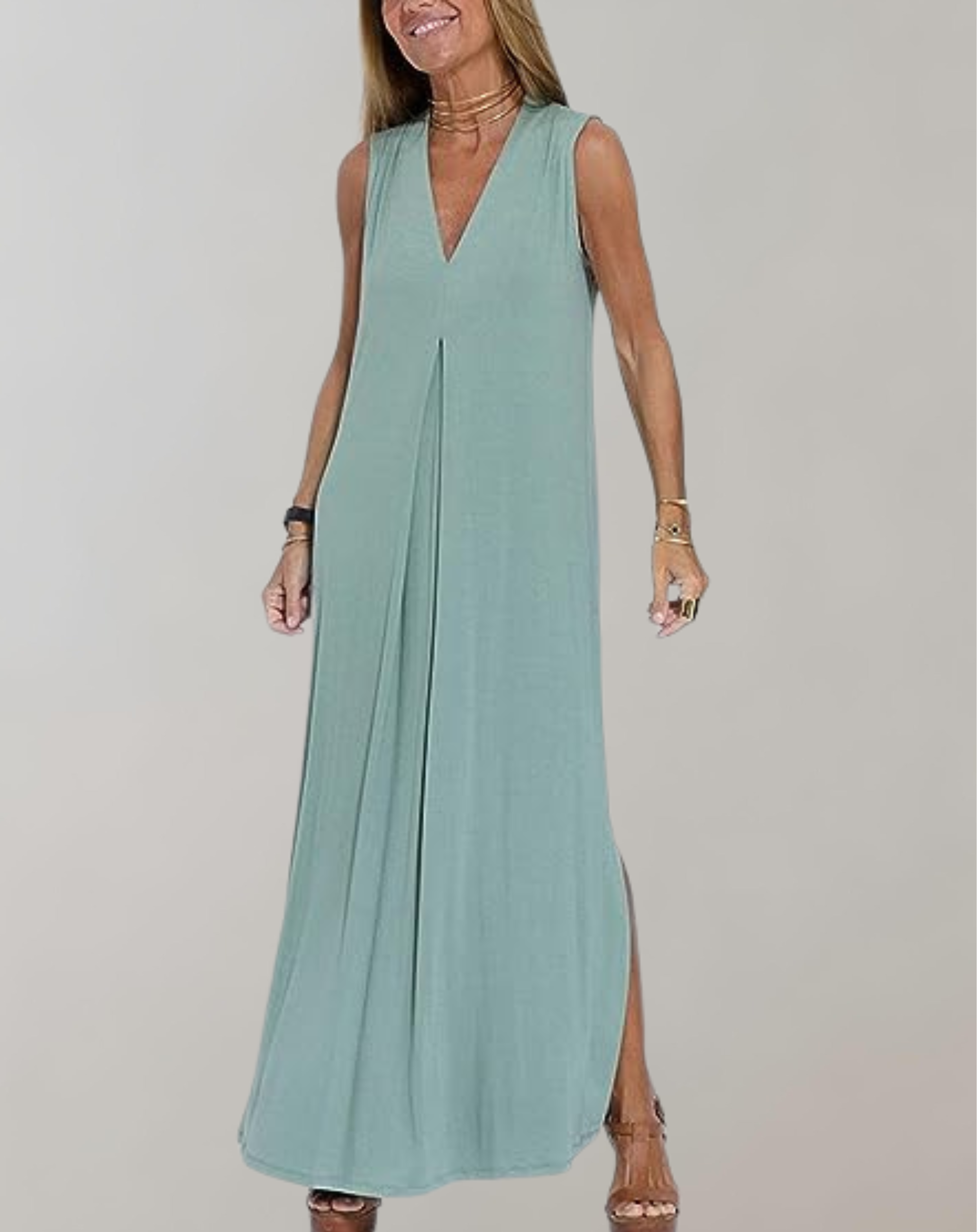 Jytte | Women’s Sleeveless V-Neck Maxi Dress