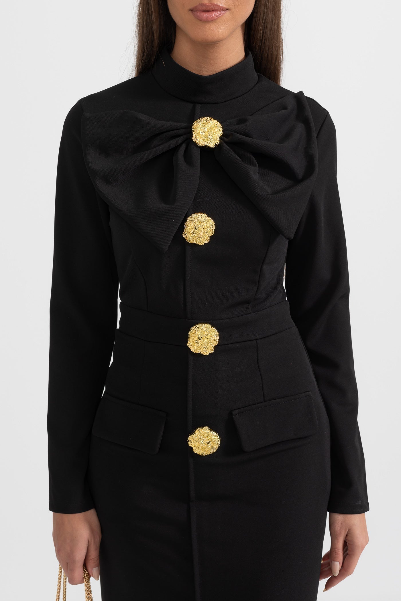 Mireille| Women’s Long Sleeve High Neck Midi Dress