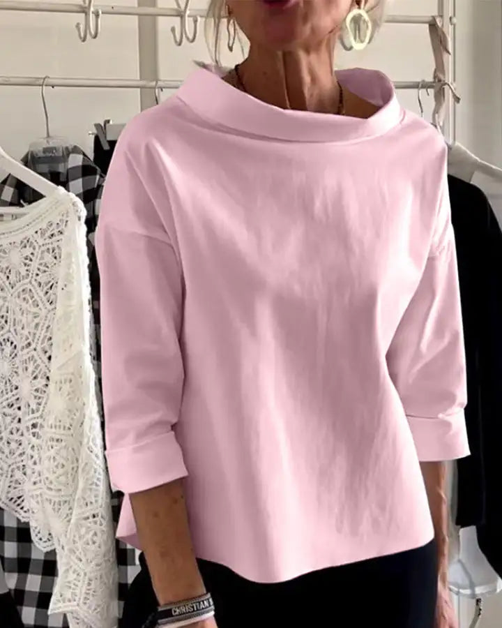 Daciana | Womenâs High Neck 3/4 Sleeve Top