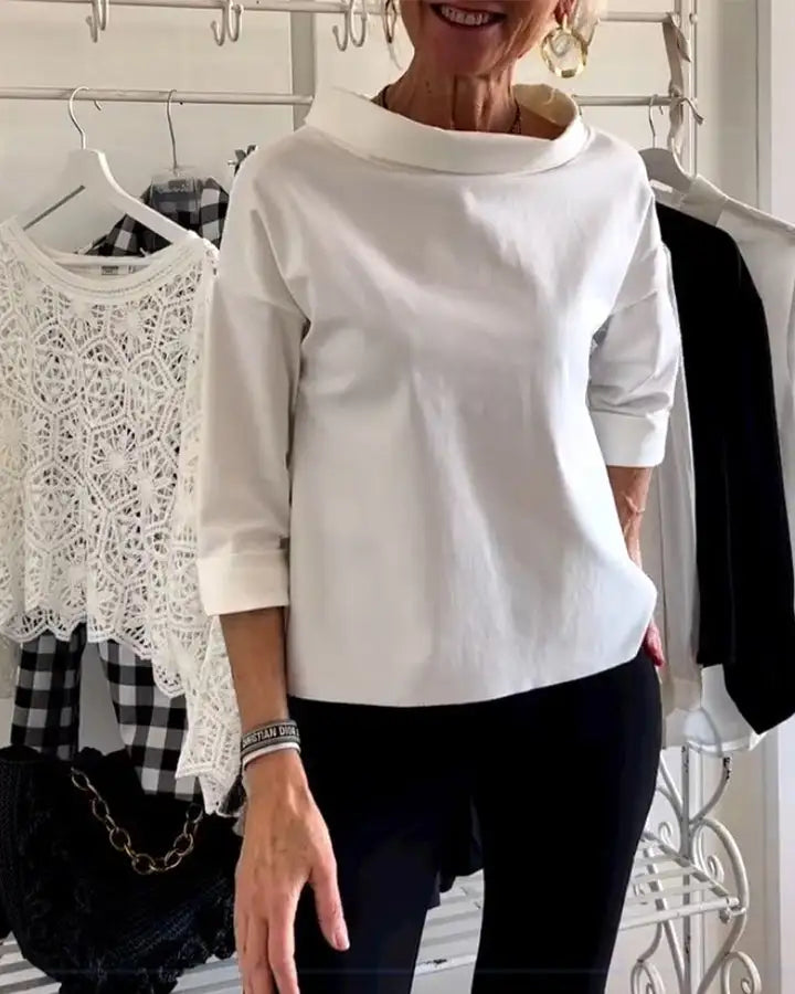 Daciana | Womenâs High Neck 3/4 Sleeve Top