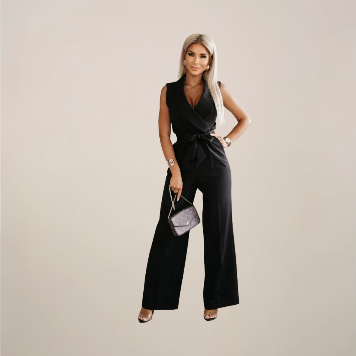 Geia | Women’s Scuba Crepe Wrap Jumpsuit