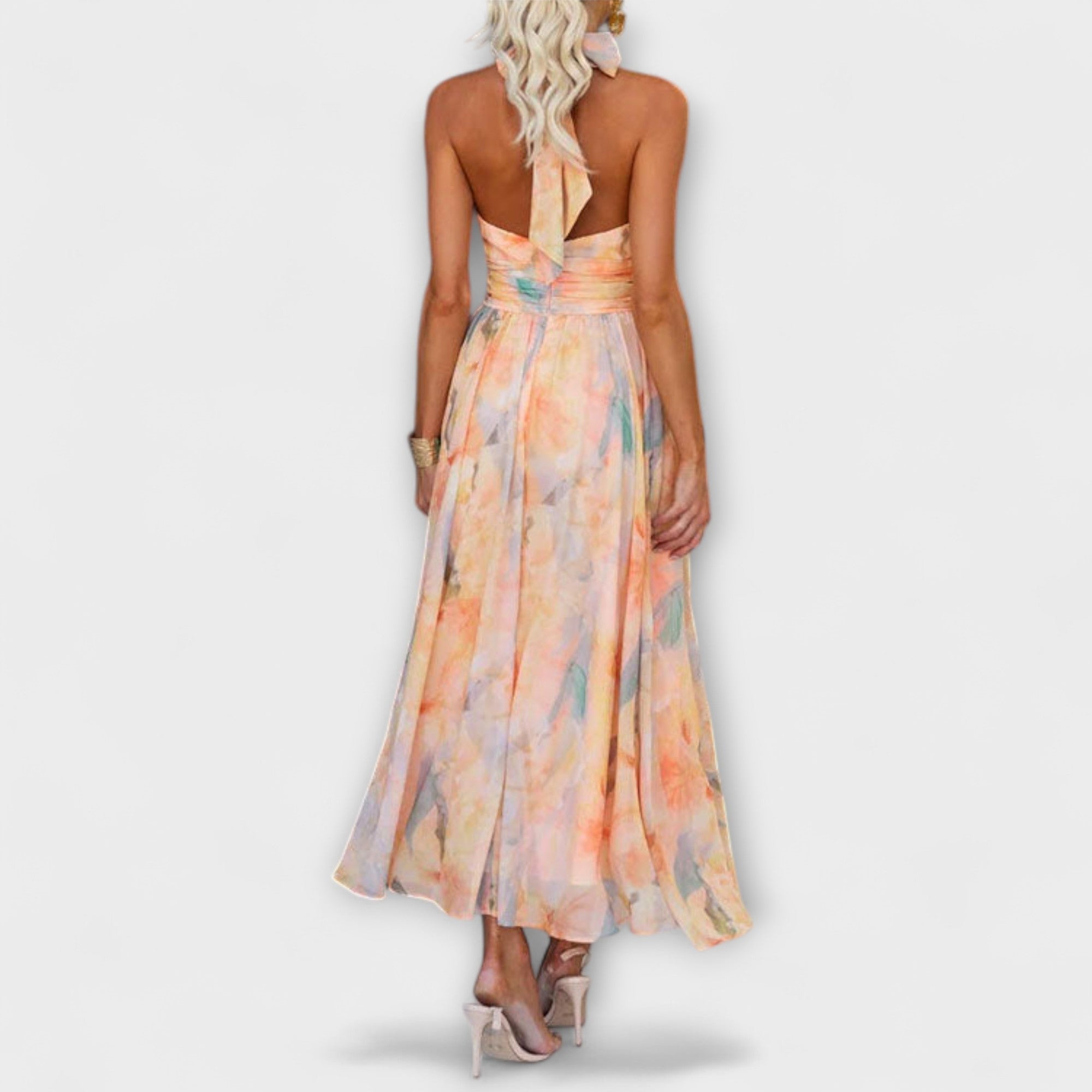 Mely | Womenâs Flowy Halter Maxi Dress