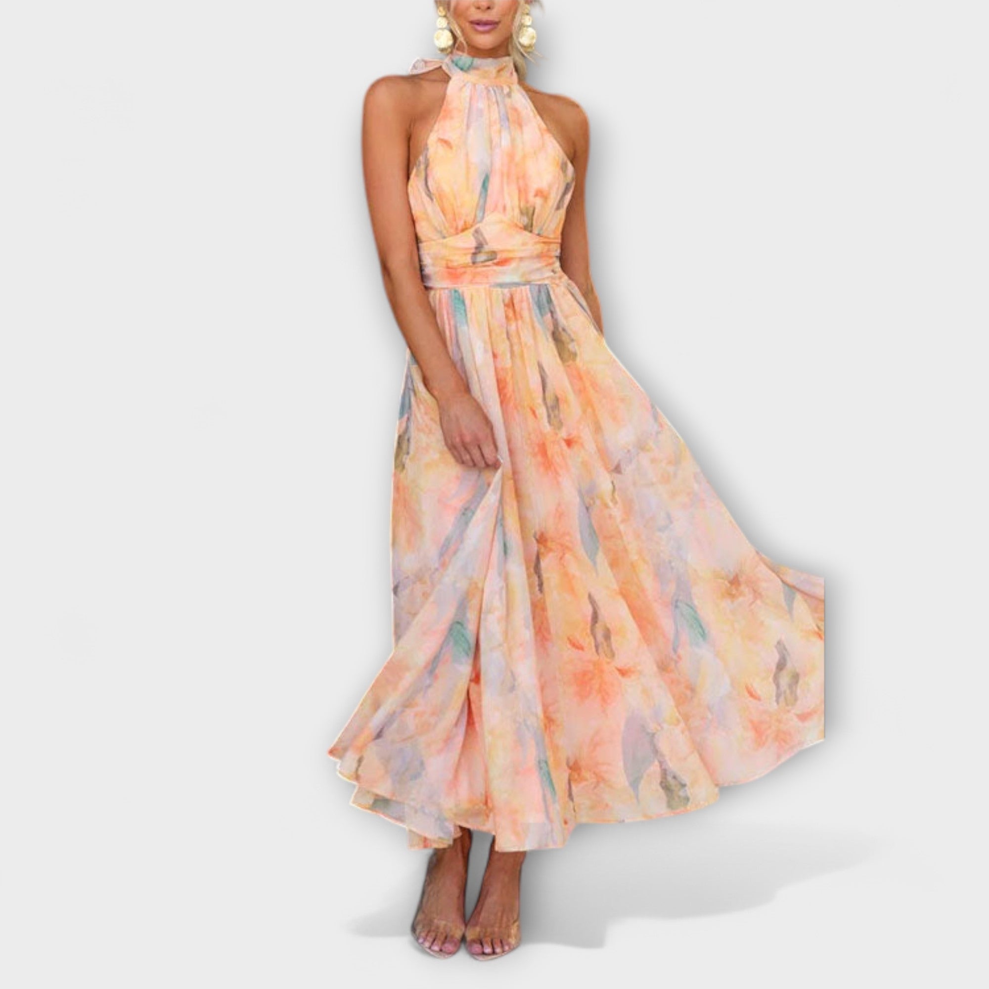 Mely | Women’s Flowy Halter Maxi Dress