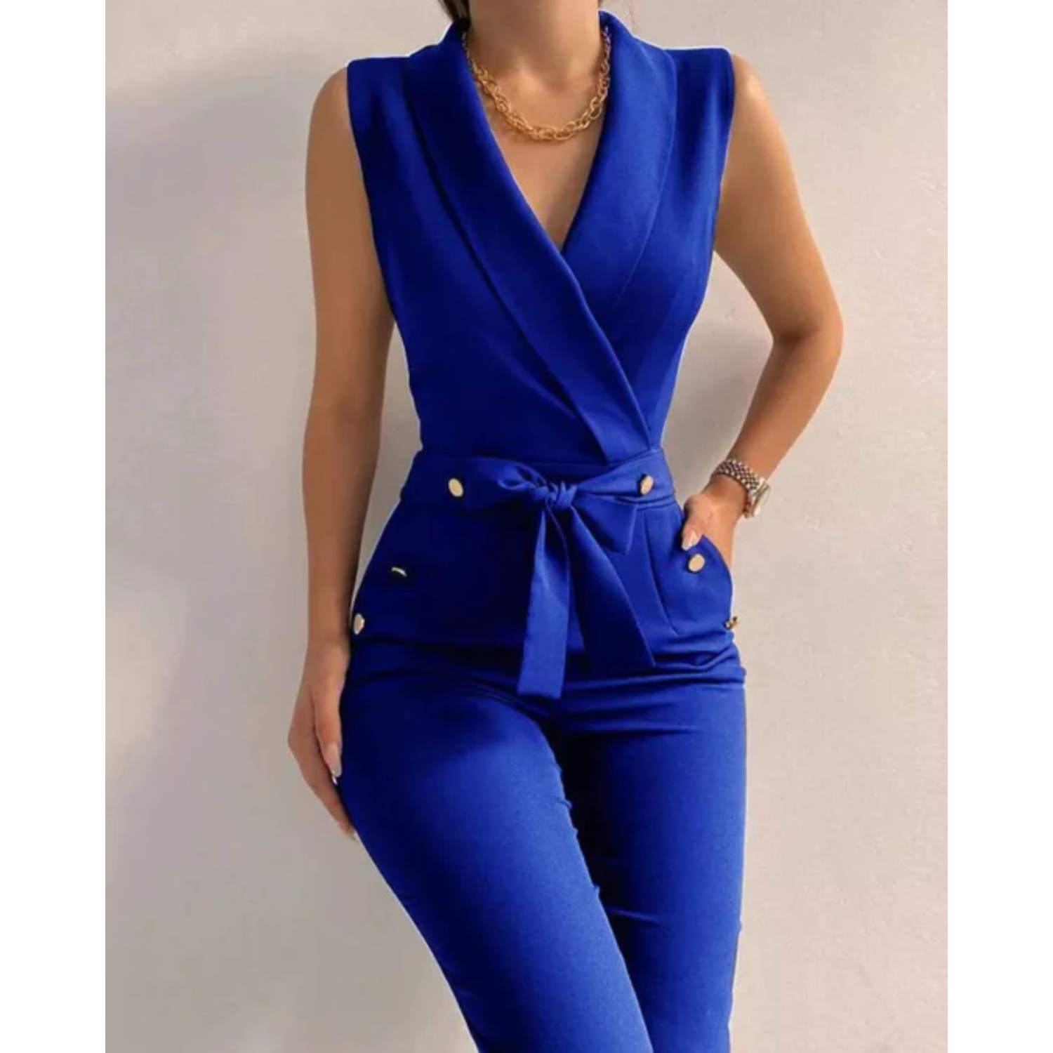 Flaur | Women’s Scuba Crepe Tied Waist Jumpsuit