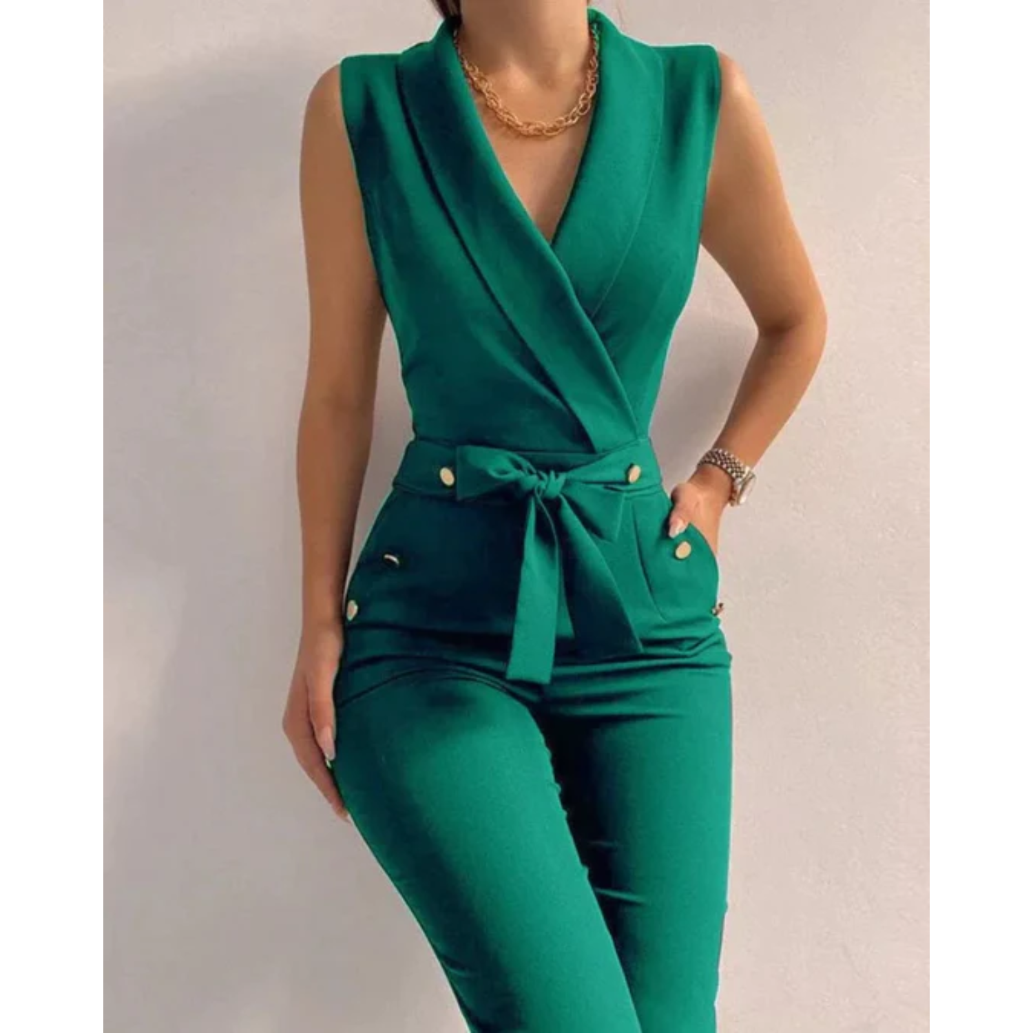 Flaur | Women’s Scuba Crepe Tied Waist Jumpsuit