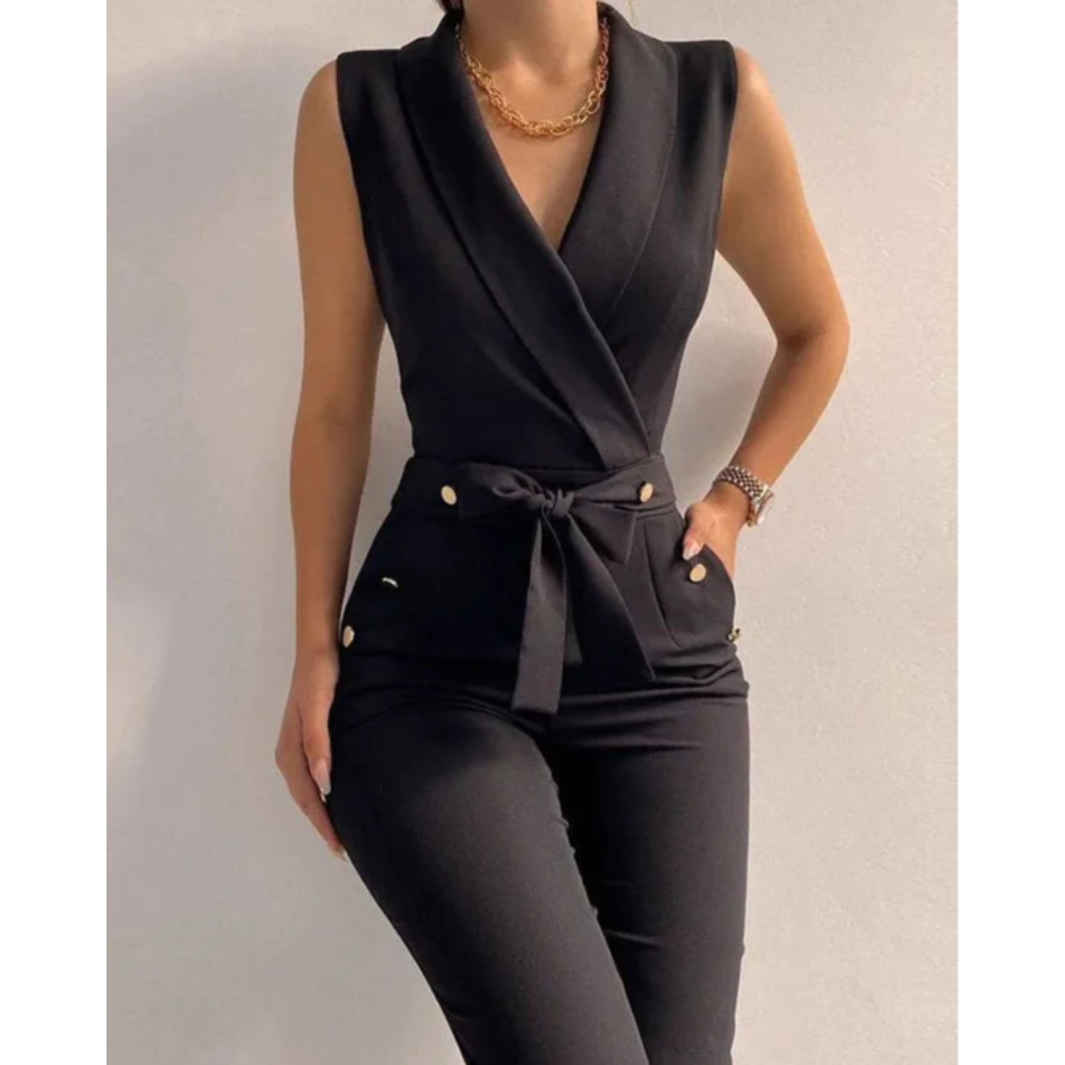 Flaur | Womenâs Scuba Crepe Tied Waist Jumpsuit