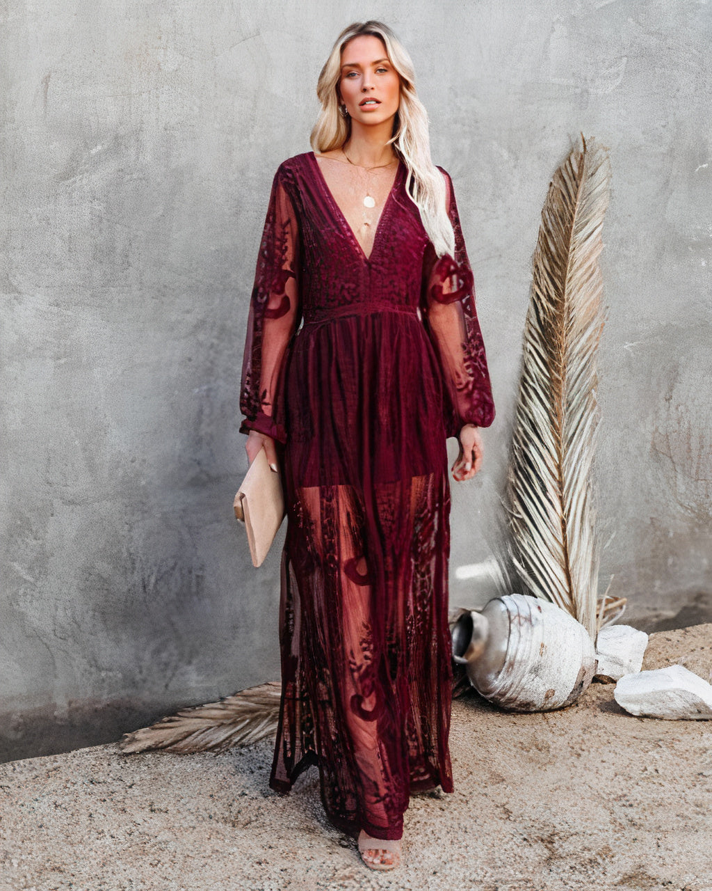 Damira | Women’s Long Sleeve Lace Maxi Dress