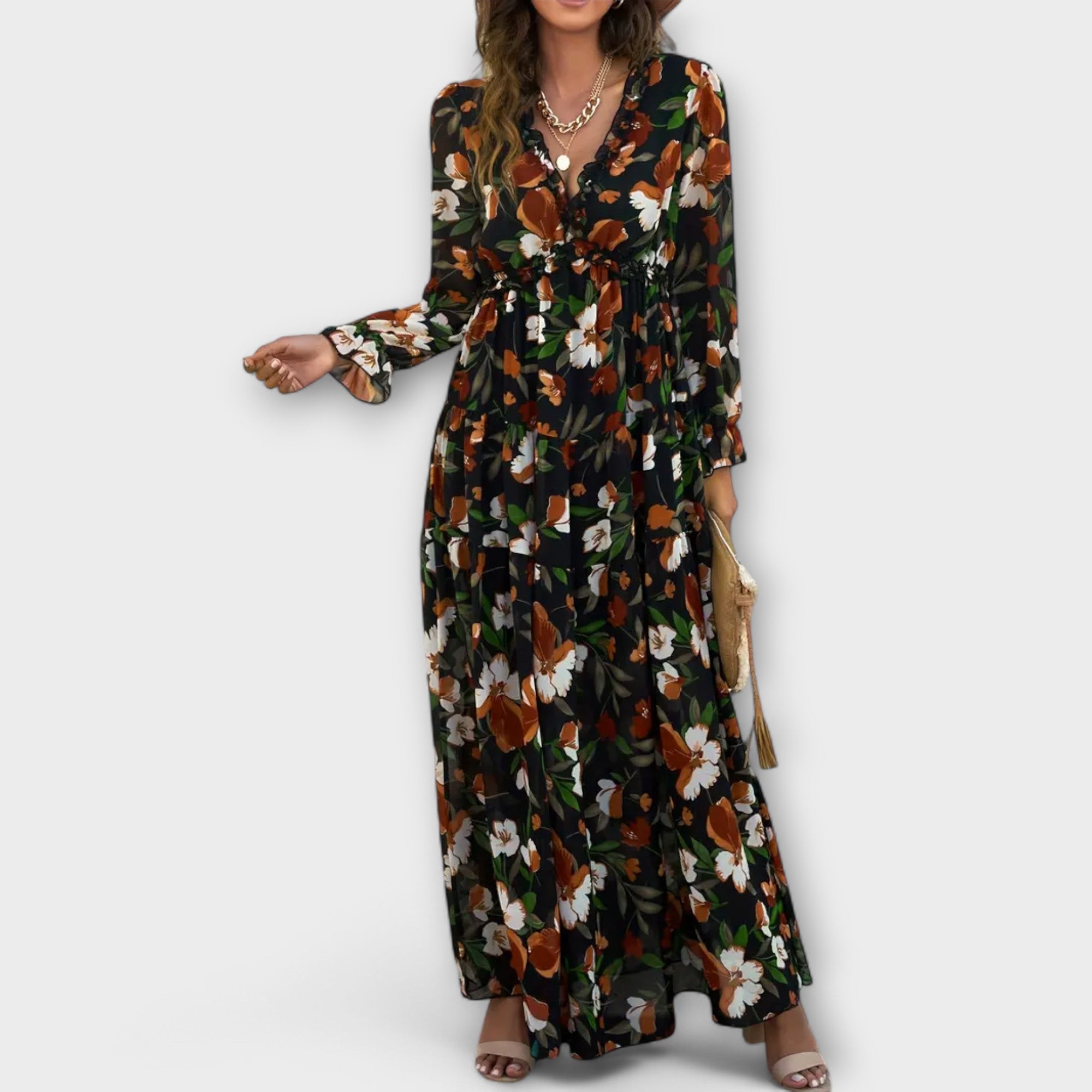 Diletta | Women’s Long Sleeve Floral Tiered Maxi Dress