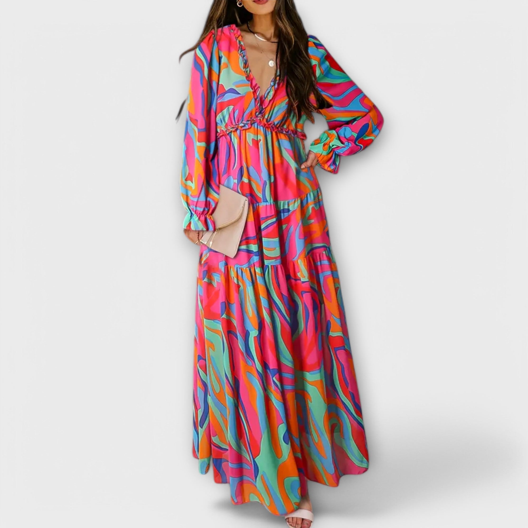 Diletta | Women’s Long Sleeve Floral Tiered Maxi Dress