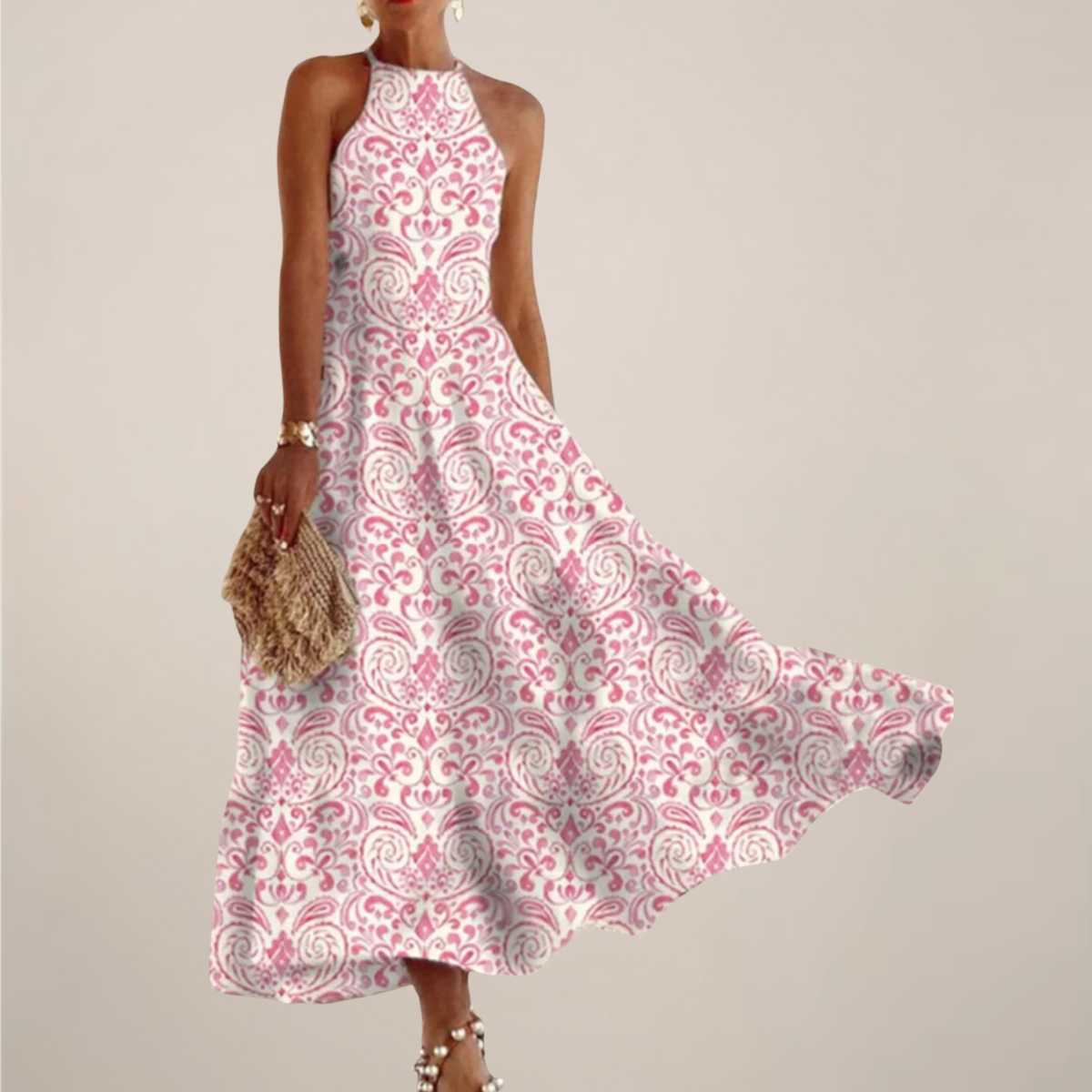 Dorotea | Women’s Printed Halter Neck Maxi Dress