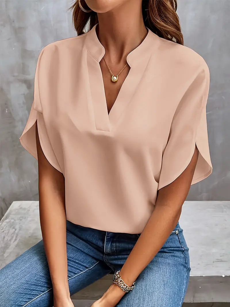 Vianne | Women’s V-Neck Short Sleeve Blouse