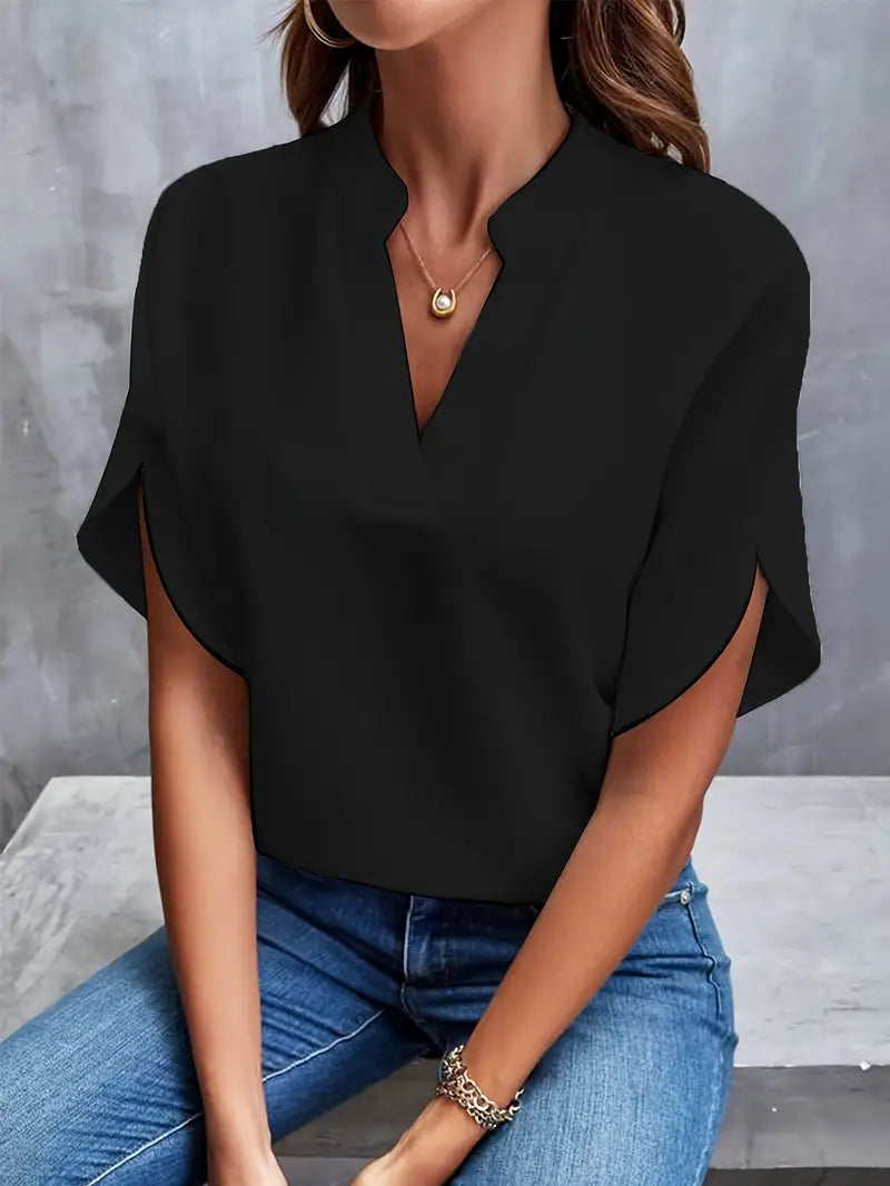 Vianne | Womenâs V-Neck Short Sleeve Blouse
