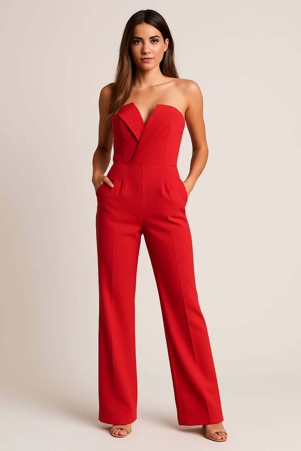 Andrea | Women’s Strapless Tuxedo Jumpsuit