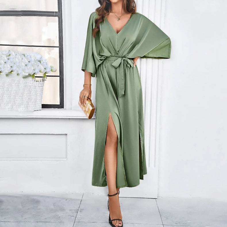 Basilia | Womenâs Batwing Sleeves Blouson Maxi Dress