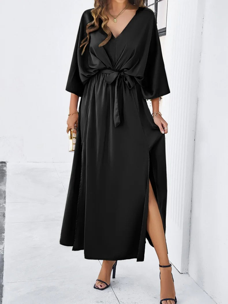 Basilia | Women’s Batwing Sleeves Blouson Maxi Dress