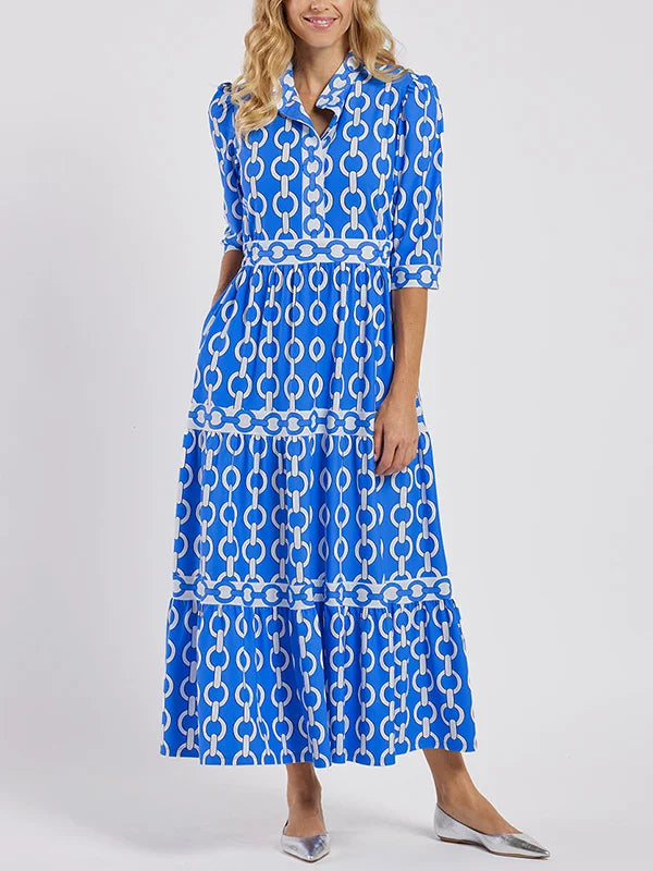 Ninon | Womenâs Print Blouson Tiered Maxi Dress
