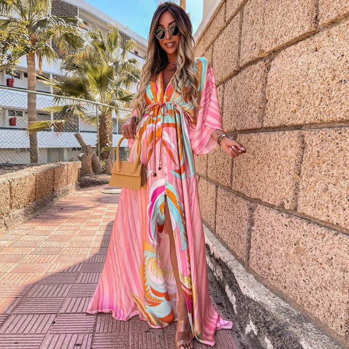 Amelie | Womenâs Long Loose Sleeve Maxi Dress