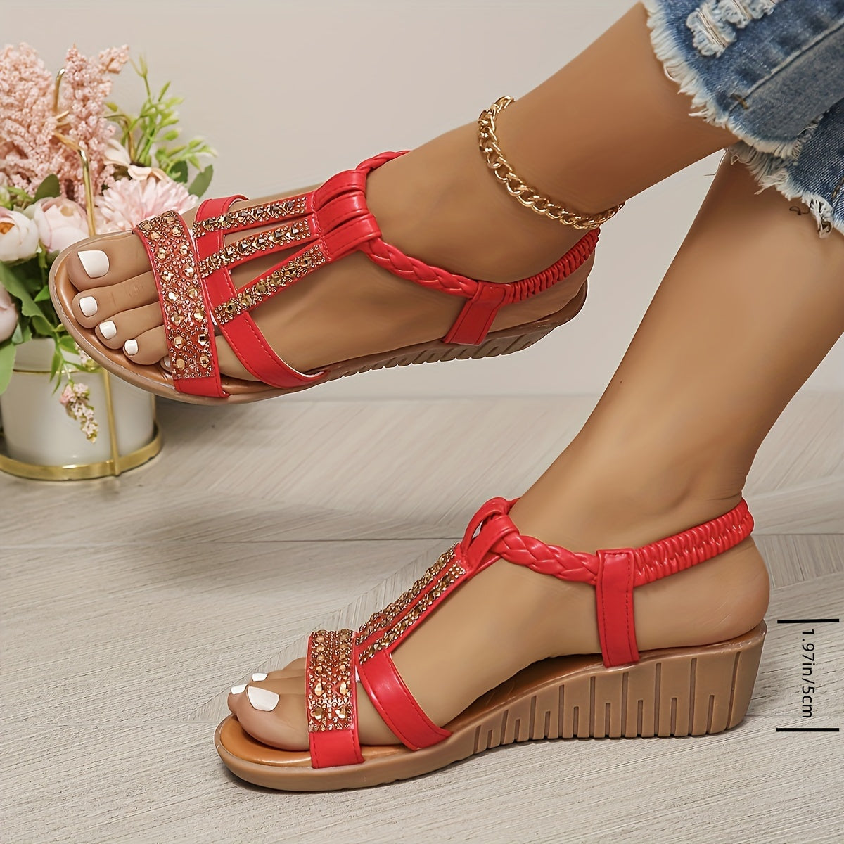 Alessia | Womenâs T-Strap Wedge Orthopedic Sandals