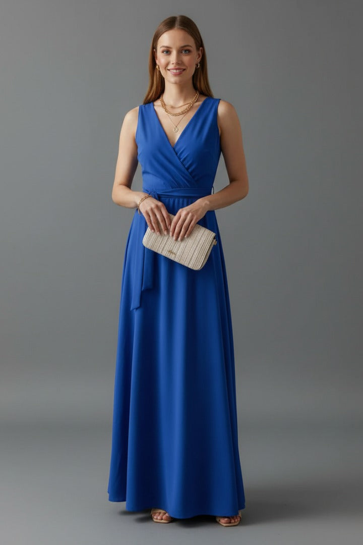 Wedding Guest Wrap Maxi Dress - Blue