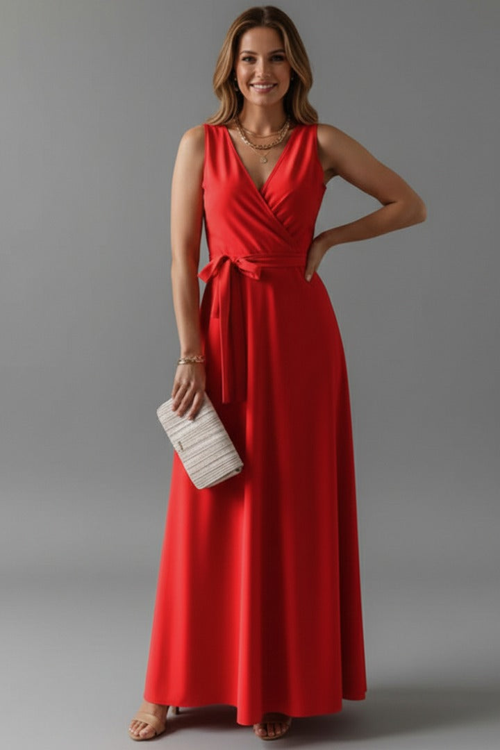 Wedding Guest Wrap Maxi Dress - Red