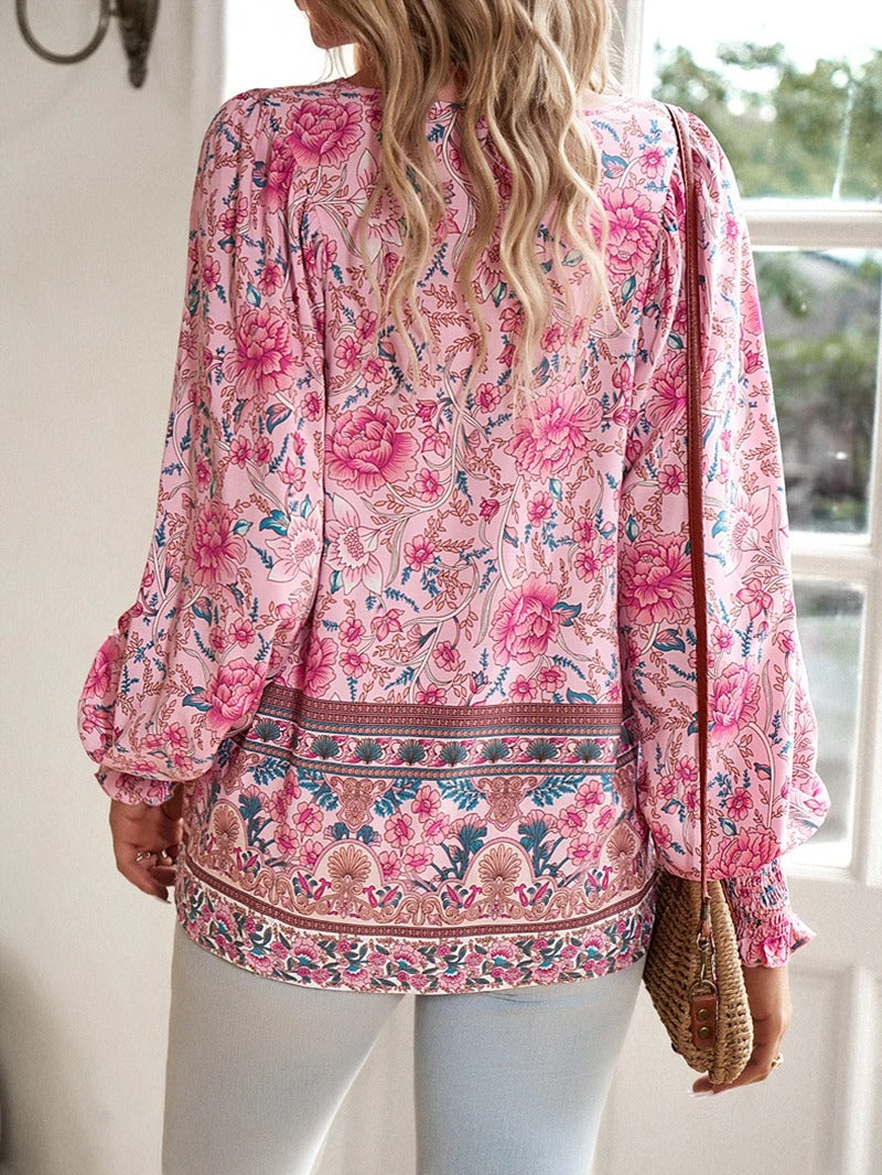 Marzena | Womenâs Floral Long Sleeve Boho Blouse
