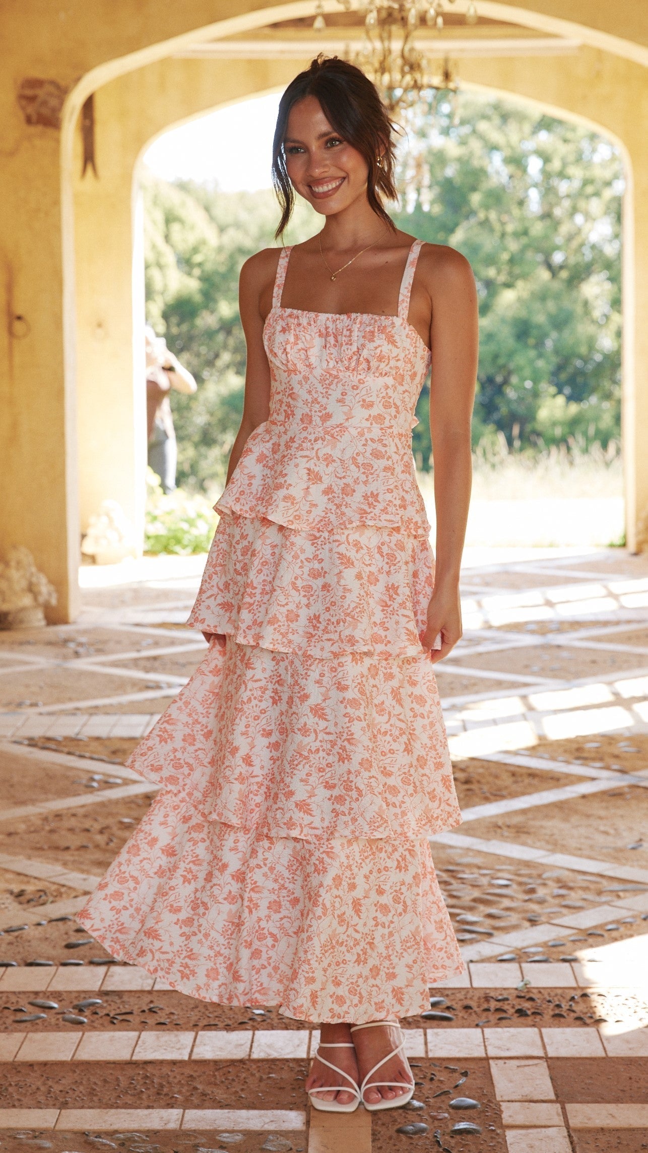 Alessandra | Women’s Floral Tiered Midi Dress