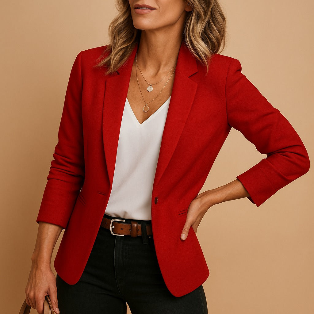 Business Casual Work Blazer - Dark Red