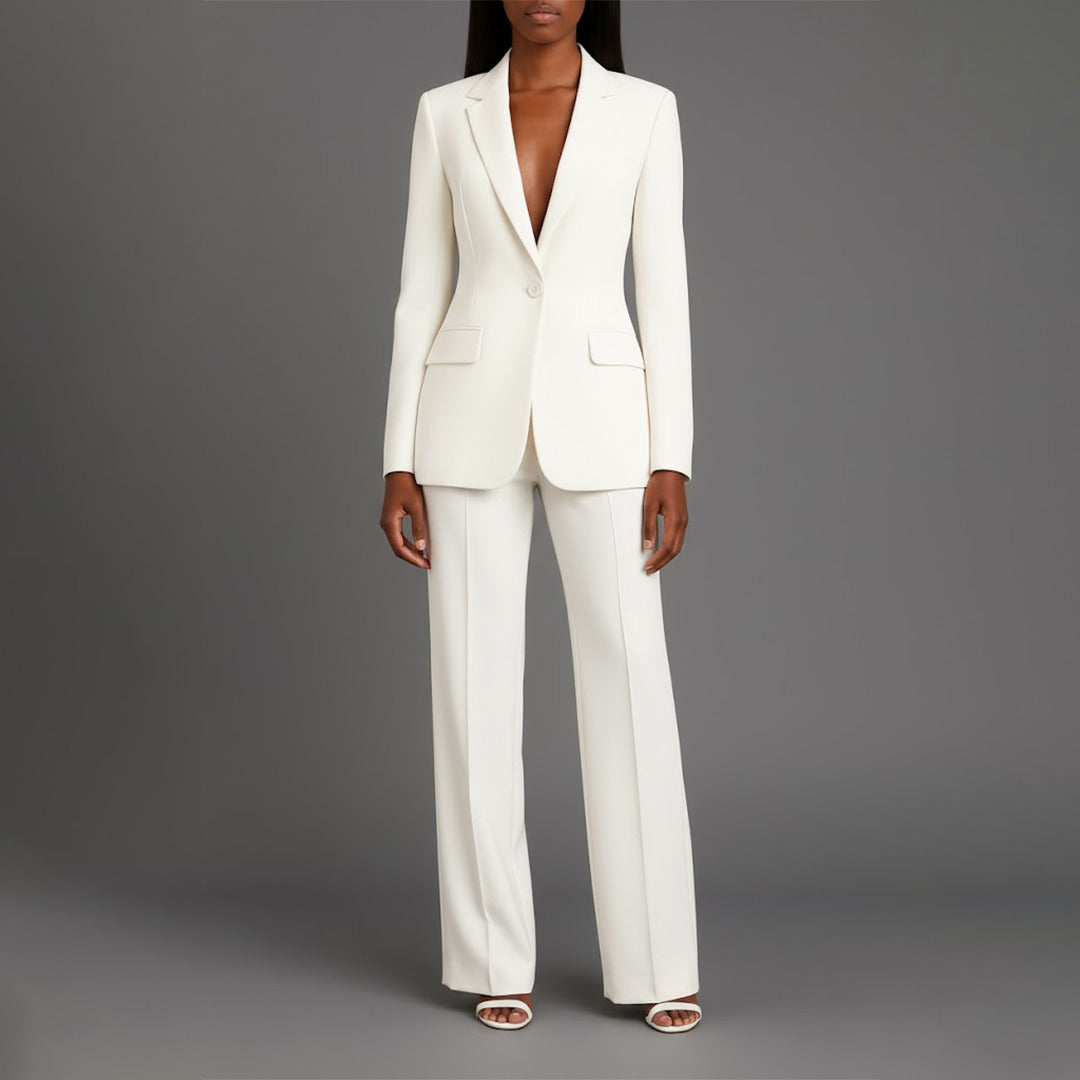 Business Suit Two Piece Set - White