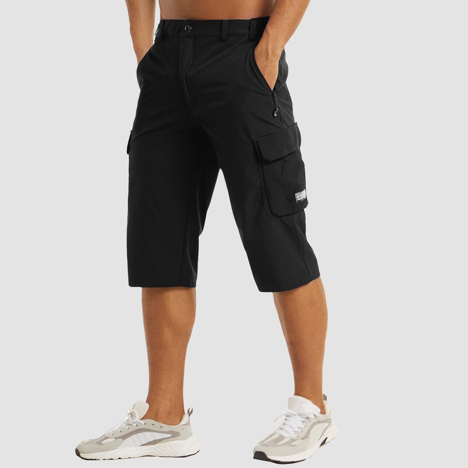 Casual Cargo Capri Shorts - Black