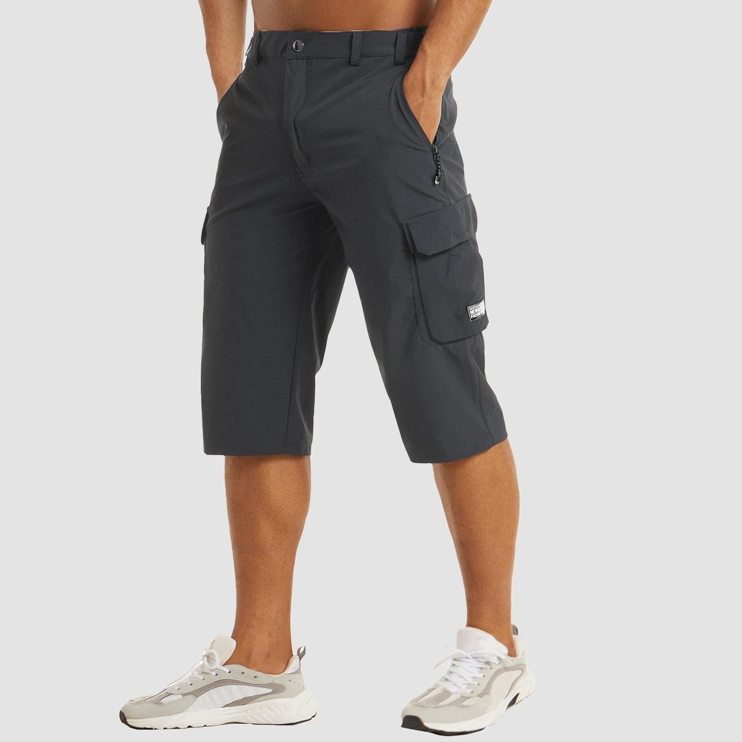 Casual Cargo Capri Shorts - Dark Grey