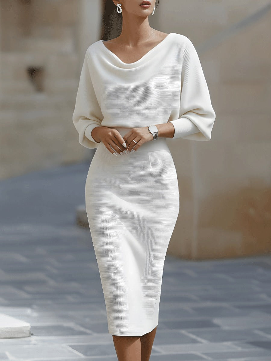 Bodycon Midi Sweater Dress - White