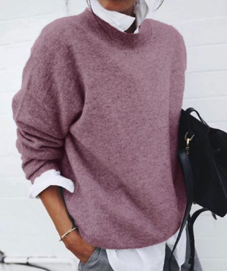 Crew Neck Knit Sweater - Pink