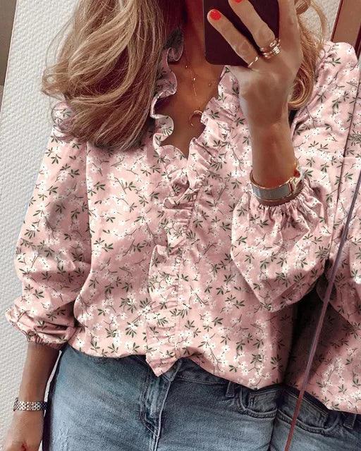Fiorenza | Womenâs Ruffle Long Sleeve Blouse