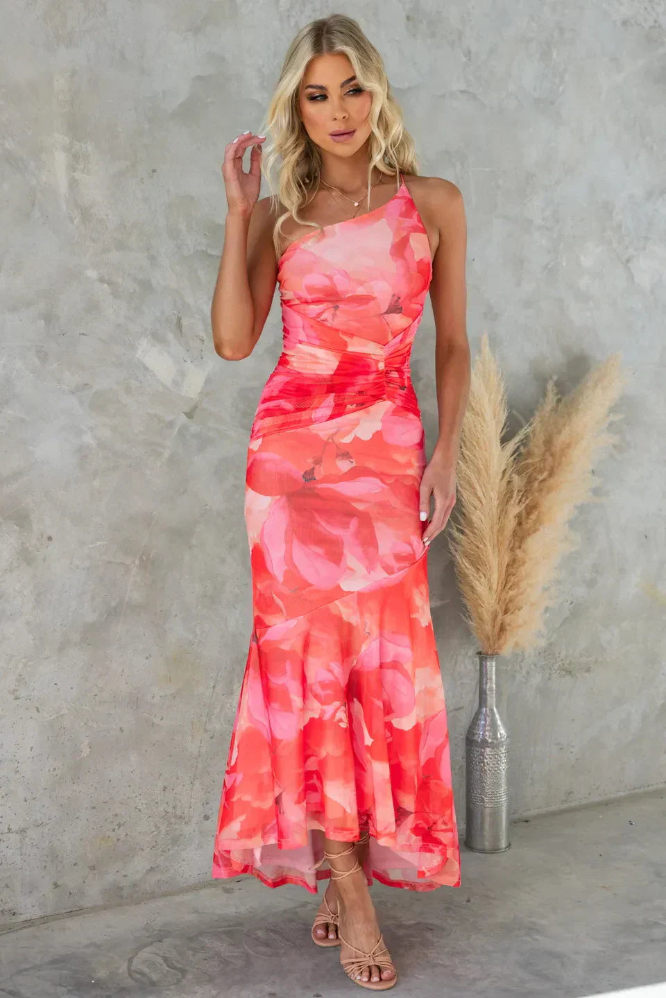Sigrid | Women’s Asymmetrical Neckline Midi Dress