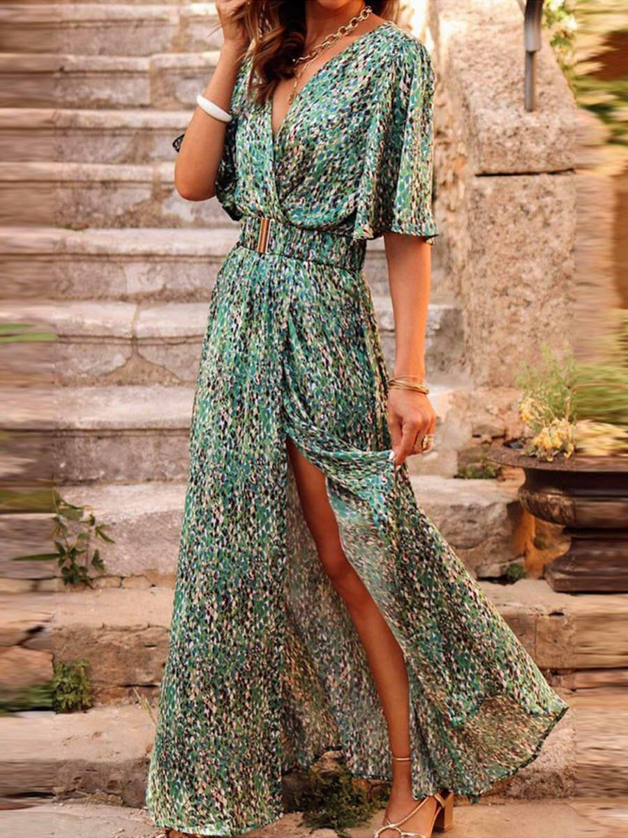 Jana | Womenâs High Slit Wrap Maxi Dress